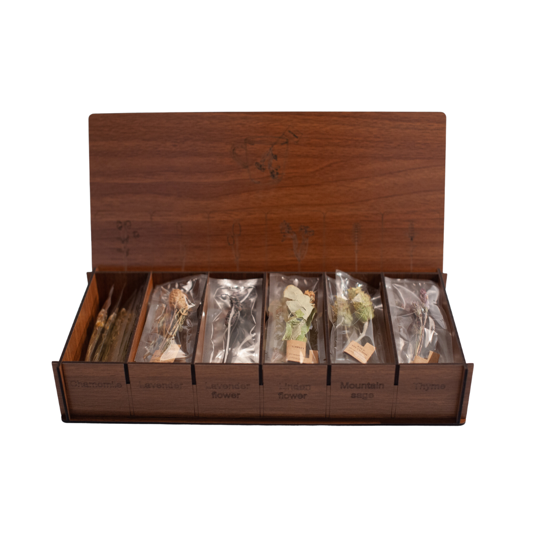 Herbal Flower Teas, Wooden Box